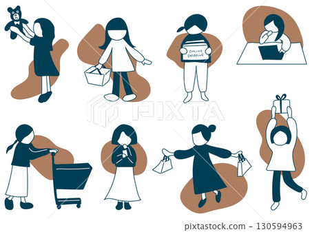 一組購物的女性(有背景) 一組購物的女性(有背景) 130594963