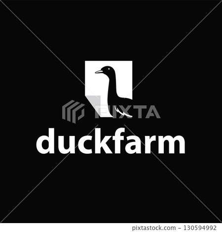 Duck logo black silhouette design livestock concept farm animal duck silhouette design for product brand, poster, symbol, icon templet illustration 130594992