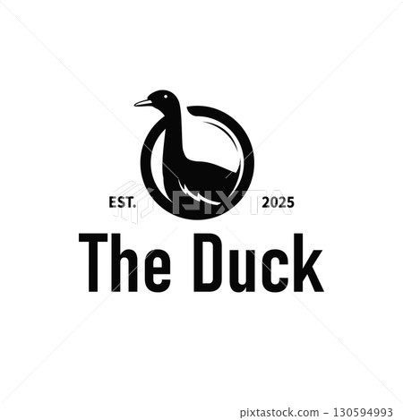 Duck logo black silhouette design livestock concept farm animal duck silhouette design for product brand, poster, symbol, icon templet illustration 130594993