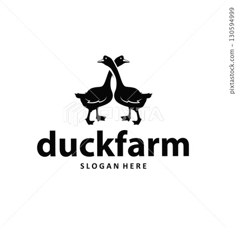 Duck logo black silhouette design livestock concept farm animal duck silhouette design for product brand, poster, symbol, icon templet illustration 130594999