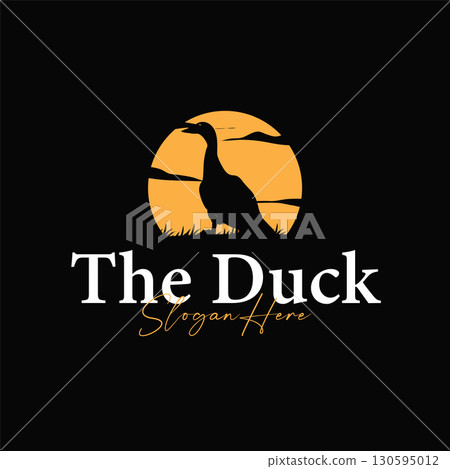 Duck logo black silhouette design livestock concept farm animal duck silhouette design for product brand, poster, symbol, icon templet illustration Duck logo black silhouette design livestock concept farm animal duck silhouette design for product brand, poster, symbol, icon templet illustration 130595012