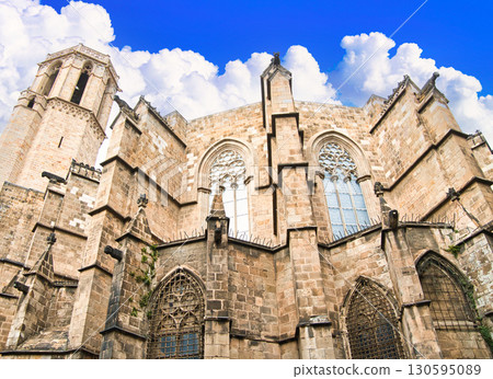 巴塞隆納老城區的美麗景色 130595089