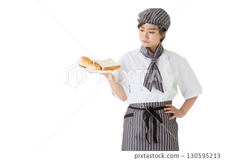 穿著廚師服的女人（麵包店，麵包店，剪貼畫） 130595213