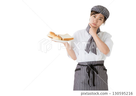 A woman wearing a chef's coat (bakery, bakery, cutout) A woman wearing a chef's coat (bakery, bakery, cutout) 130595216