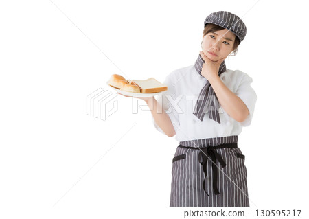 A woman wearing a chef's coat (bakery, bakery, cutout) A woman wearing a chef's coat (bakery, bakery, cutout) 130595217