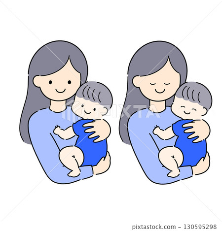 Illustration material of a mother holding a baby Illustration material of a mother holding a baby 130595298