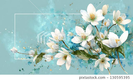 white tulips on a blue background 130595395