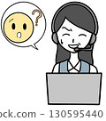 呼叫中心一位苦笑的女士和一位正在諮詢的人 130595440