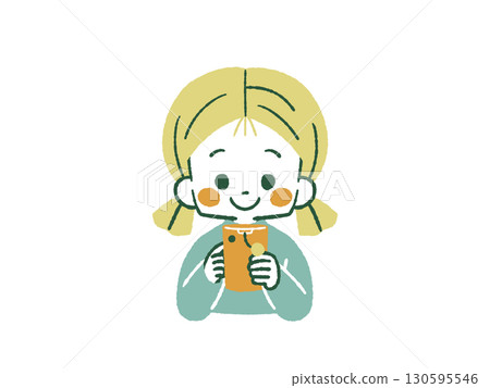 Girl using smartphone - 4 colors 130595546