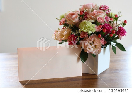 Arrangement, bouquet, gorgeous bouquet, pink, pink envelope 130595681