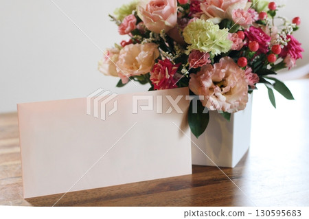 Arrangement, bouquet, gorgeous bouquet, pink, pink envelope 130595683