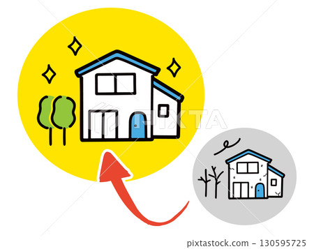 經過翻新的美麗房屋的外觀（向量） 130595725