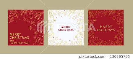 2025年聖誕節_簡約線條聖誕主題框架 130595795