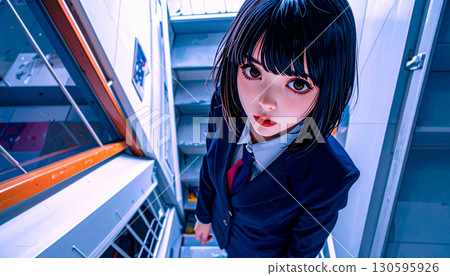 High school girl looking up 130595926