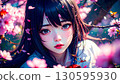 Cherry blossoms and a young woman Cherry blossoms and a young woman 130595930