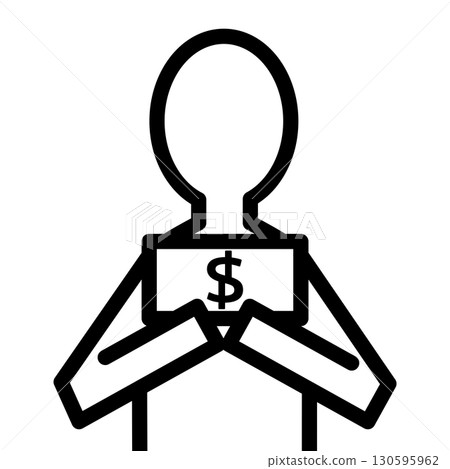 Person icon holding a dollar bill Person icon holding a dollar bill 130595962