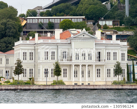 Historic waterfront villa on Bosphorus in Istanbul. Residential architecture, cultural heritage and luxury lifestyle in Turkey. 130596124