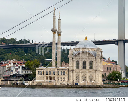 Ortakoy Mosque and Bosphorus Bridge in Istanbul. Religion, architecture and urban cultural landmark of Turkey. Ortakoy Mosque and Bosphorus Bridge in Istanbul. Religion, architecture and urban cultural landmark of Turkey. 130596125