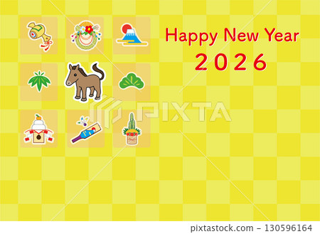 2026 Year of the Horse New Year's Card Template (English) 2026 Year of the Horse New Year's Card Template (English) 130596164