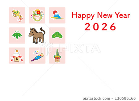 2026年年新年賀卡模板（英文） 130596166