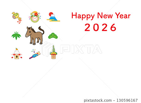 2026年年新年賀卡模板（英文） 130596167