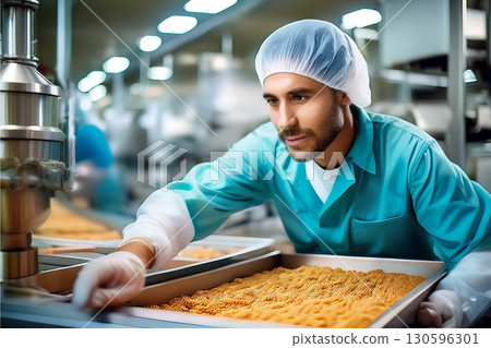 A man working in a food factory 130596301
