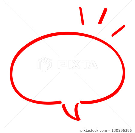 A simple speech bubble illustration drawn with a red line 130596396