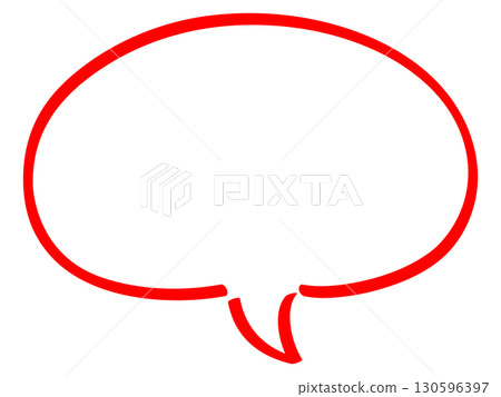 A simple speech bubble illustration drawn with a red line 130596397