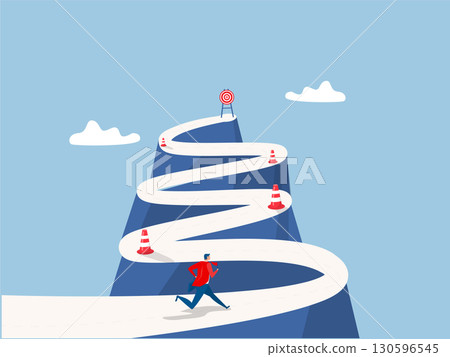 Avoid pitfall Planning and obstacle avoidance concept, business failure, skill and creativity to solve problem  with many pitfalls to achieve  leading to the top of a mountain. vector 130596545