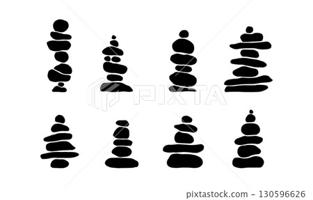 Balanced stone cairns 130596626