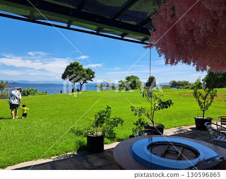 View of the lawn from the terrace 130596865