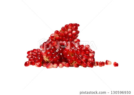 Red pomegranate seeds cluster on white, isolated, PNG Red pomegranate seeds cluster on white, isolated, PNG 130596930