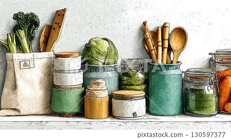 wind turbine and tree in nature landscape 130597377