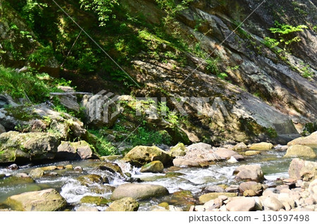 River flowing between rocks 130597498