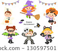 Illustration set of children in Halloween costumes Illustration set of children in Halloween costumes 130597501
