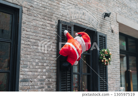Christmas decorations in city, Merry Christmas and Happy New Year concept Christmas decorations in city, Merry Christmas and Happy New Year concept 130597519