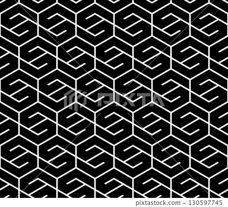 The geometric pattern with lines. Seamless vector background. White and black texture. Graphic modern pattern. Simple lattice graphic design. 130597745
