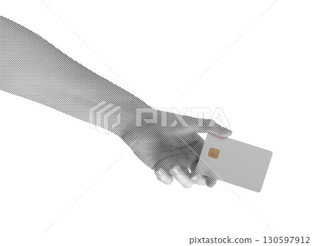 Card in hand. Woman arm showing plastic bankcard with grip, finger hold, cashless purchase, cashback Card in hand. Woman arm showing plastic bankcard with grip, finger hold, cashless purchase, cashback 130597912