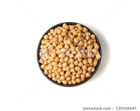 Chickpea, chick pea pile, dry Cicer arietinum fruits, raw Bengal gram legume, garbanzo beans 130598045