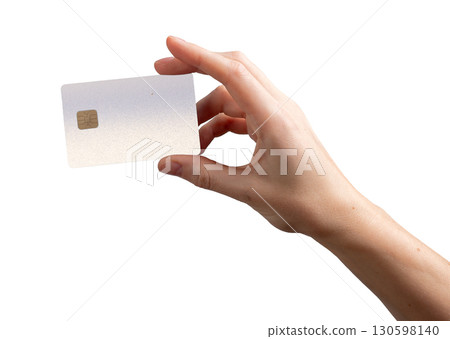 Earning display. Bankcard held by hand, grip of payment, salary, cashback, money and economic 130598140