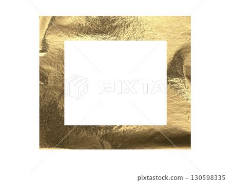 Golden foil picture frame with shiny metallic texture and uneven wrinkled surface. Decorative border Golden foil picture frame with shiny metallic texture and uneven wrinkled surface. Decorative border 130598335