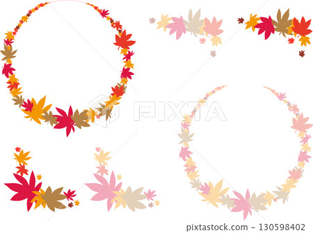 Autumn-inspired frame material - circular autumn leaf frame 130598402