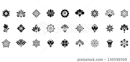 Flower icons set. Isolated elements for design. Vector graphics. Flower icons set. Isolated elements for design. Vector graphics. 130598509