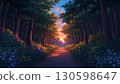 從森林裡看的日落 130598647
