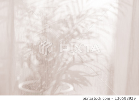 Sunlight on curtain, blurred shadow tulle background, sheer curtains, silk veil fabric 130598929