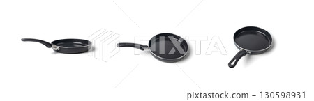 Small frying pan isolated, new non stick mini skillet, empty nonstick surface cookware, single egg pan, Small frying pan isolated, new non stick mini skillet, empty nonstick surface cookware, single egg pan, 130598931