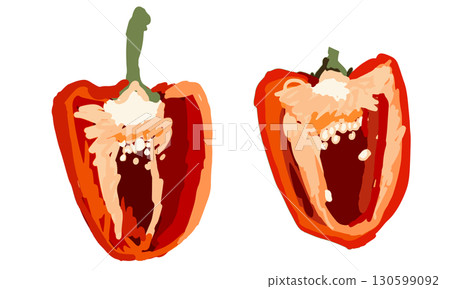Roughly hand-drawn illustration of red paprika 130599092