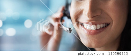 Microphone, mockup or happy consultant in call center helping, talking or networking online. Mouth zoom, woman or insurance agent in communication smiles with pride at customer services or sales job Microphone, mockup or happy consultant in call center helping, talking or networking online. Mouth zoom, woman or insurance agent in communication smiles with pride at customer services or sales job 130599333