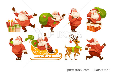 Festive and cheerful Santa Claus Illustrations for a vibrant Christmas Celebration and joy Festive and cheerful Santa Claus Illustrations for a vibrant Christmas Celebration and joy 130599632