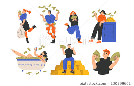 Illustrations related to Money and Wealth, focusing on concepts of Financial Growth Illustrations related to Money and Wealth, focusing on concepts of Financial Growth 130599661